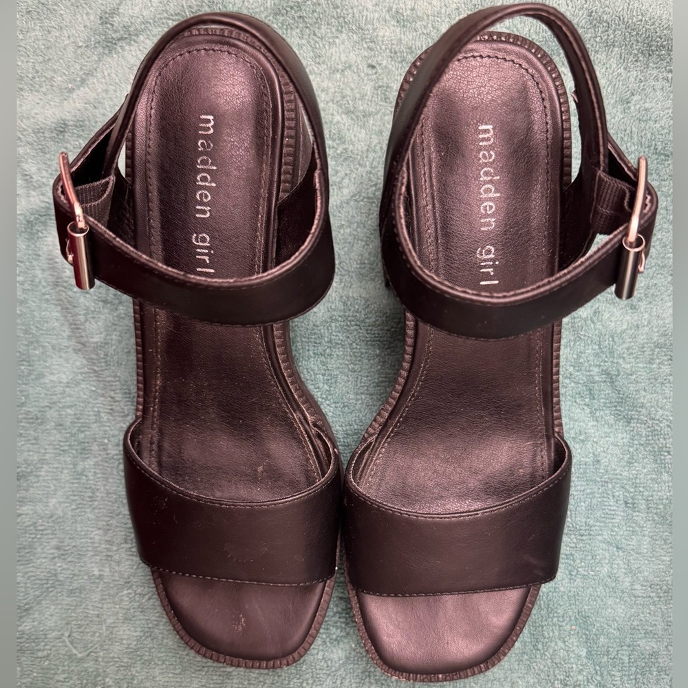 Madden Girl Black Minimalist Sandals with Ankle Strap